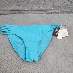 California Waves Ladies Side Strap Scoop Bikini Bottoms, Turquoise, Size M